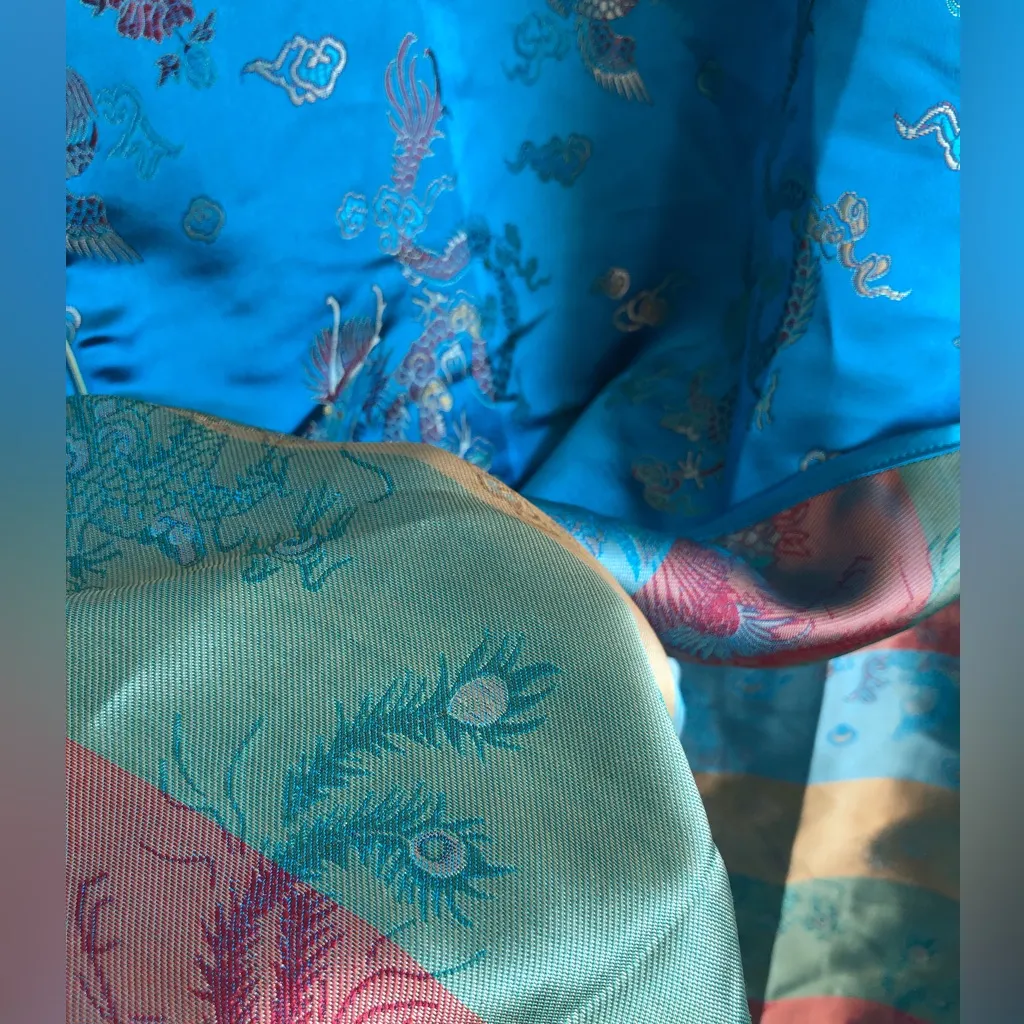 Turquoise Dragon Chinese Dress Cheongsam Dress Blue Size XS - Image 5