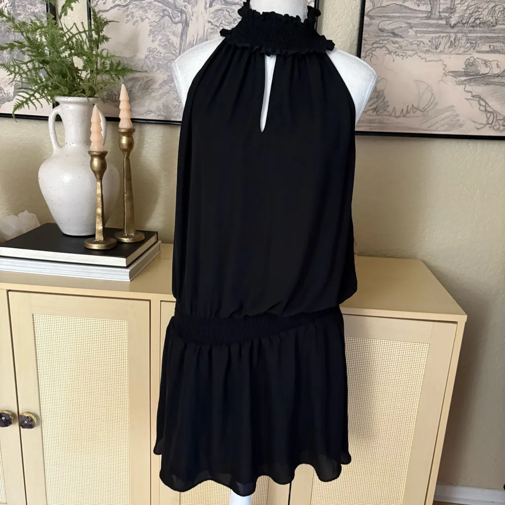 AMANDA UPRICHARD Black‎ Kimmie Dress Mini Smock Waist High Neck Size Large - Image 4