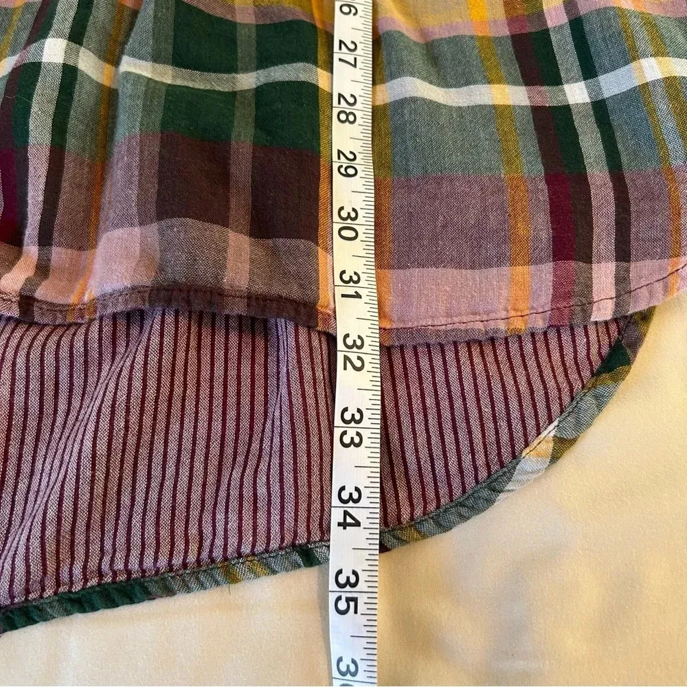 Canyon River Blues Womens Sm Purple Yellow Plaid Shirt Dress Roll Tab Sleeve - Image 8