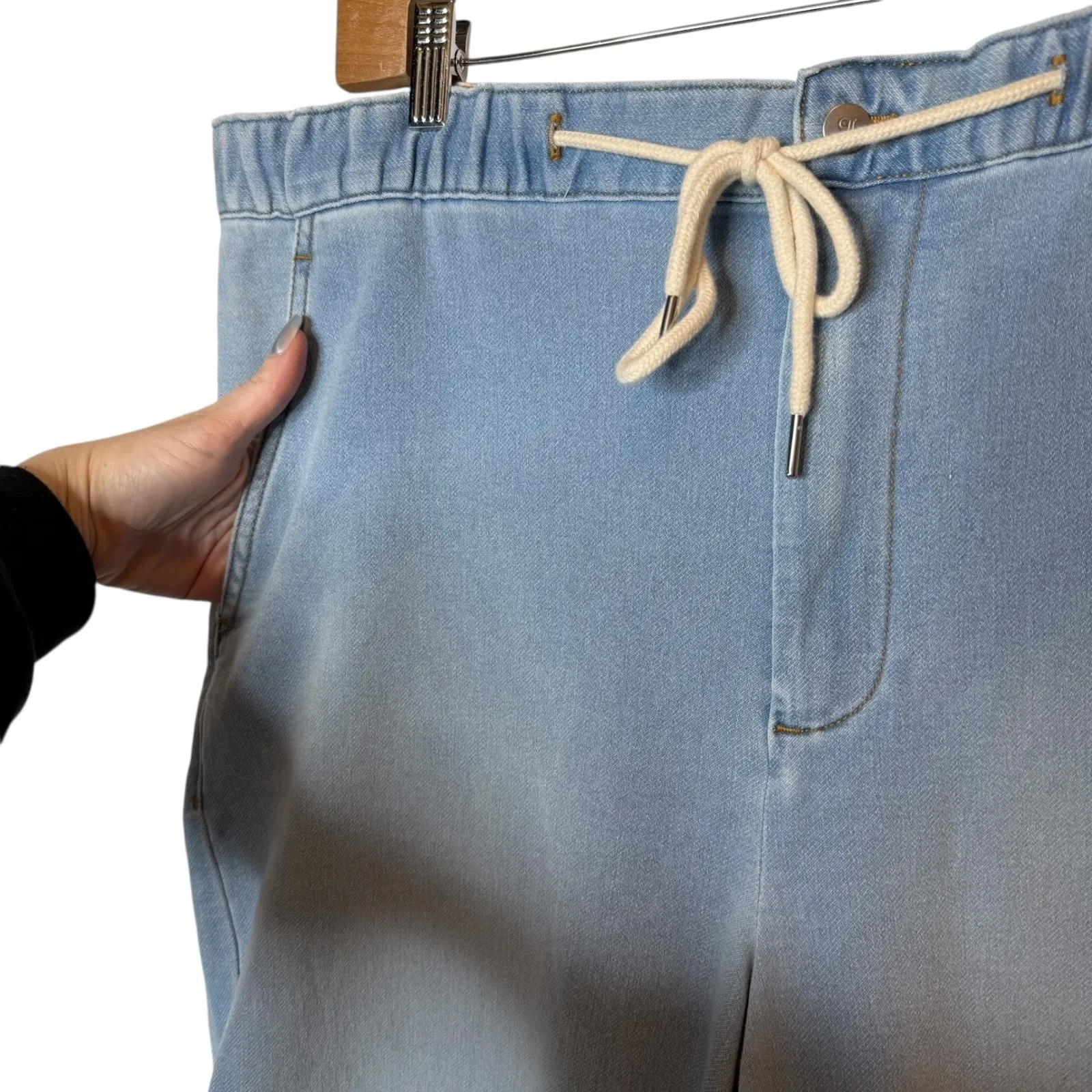 Pilcro Denim-Knit Pull-On High-Rise Wide-Leg Jeans size XL - Image 4