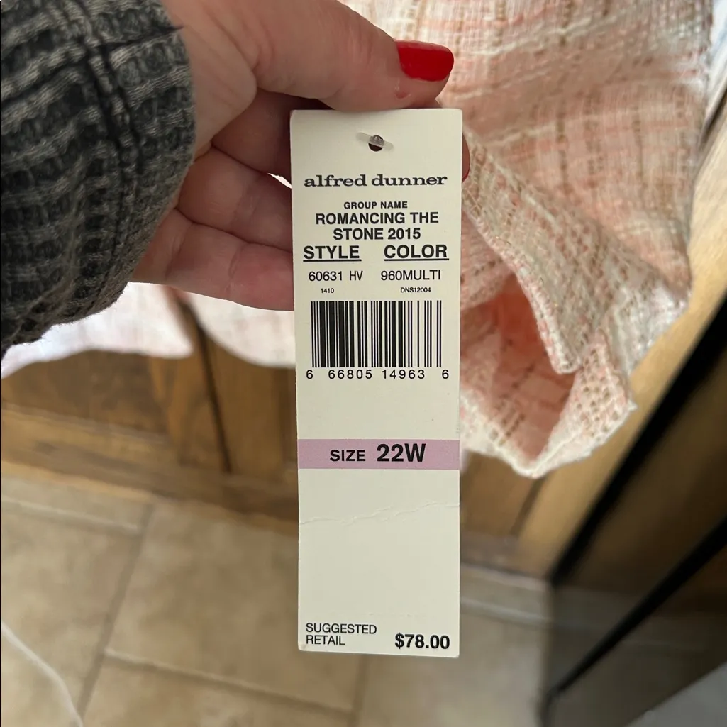 NWT Alfred Dunner Romancing the Stone Plaid Tweed Pink Blazer Jacket Coral 22W - Image 6