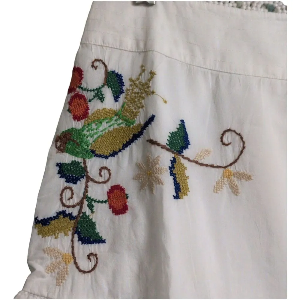 NWT Farm Rio Pitanga Embroidered Mini Skirt White Floral Boho Cotton Medium - Image 2