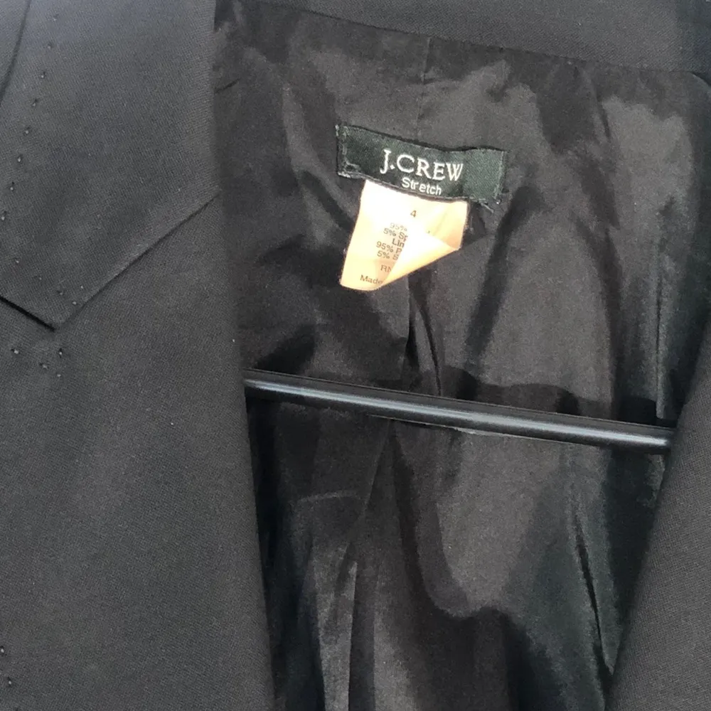 Vintage J Crew Wool Blend One Button Blazer Faux Pocket Shoulder Pads Womens 4 - Image 7