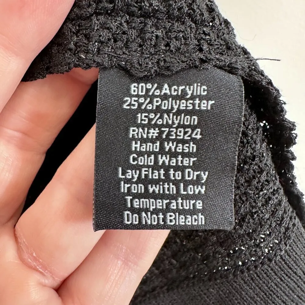 Misook Black and Gold Stud-Trim Knit Jacket Contemporary Longline Old Money Med‎ - Image 3