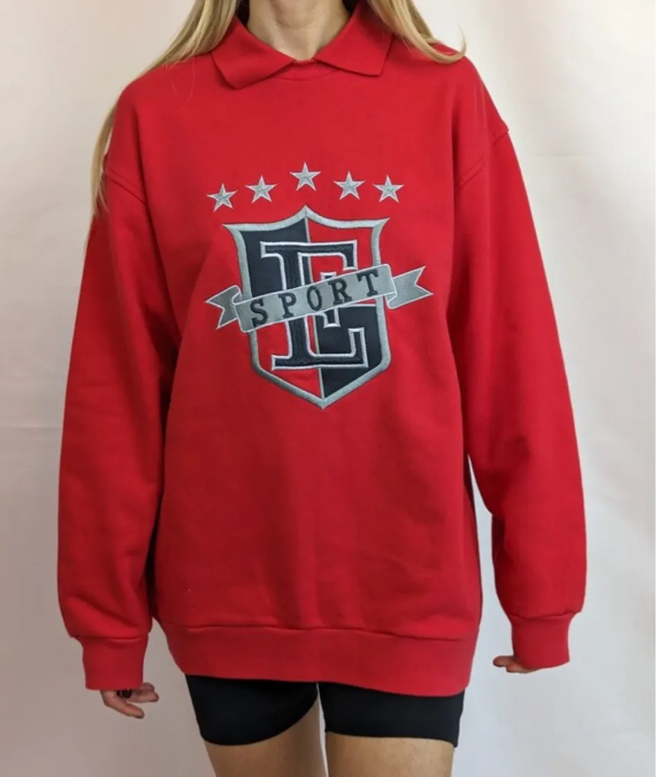 Vintage Escada Sport Red Collar Crewneck Size M - Image 4