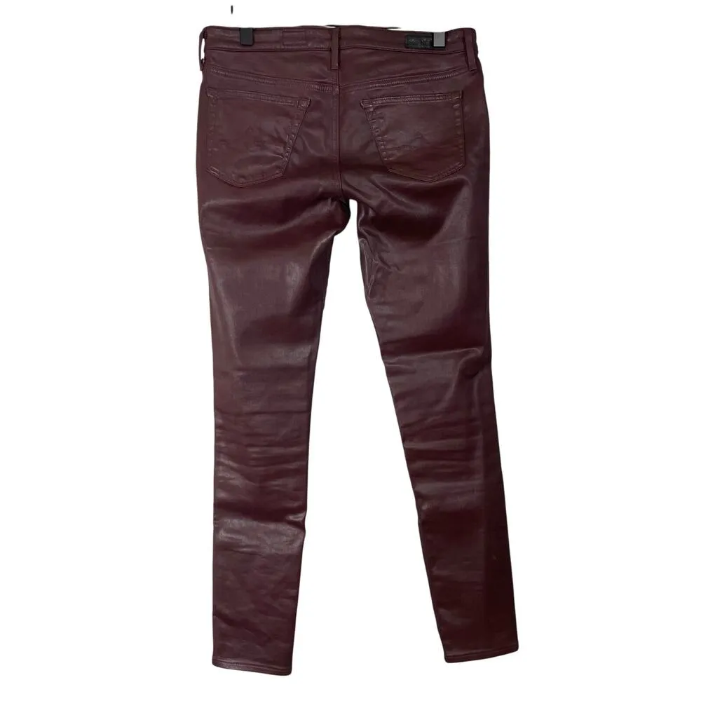 AG Adriano Goldschmied Wine Faux Leather The Legging Ankle - Size 28R - Skinny - Image 7
