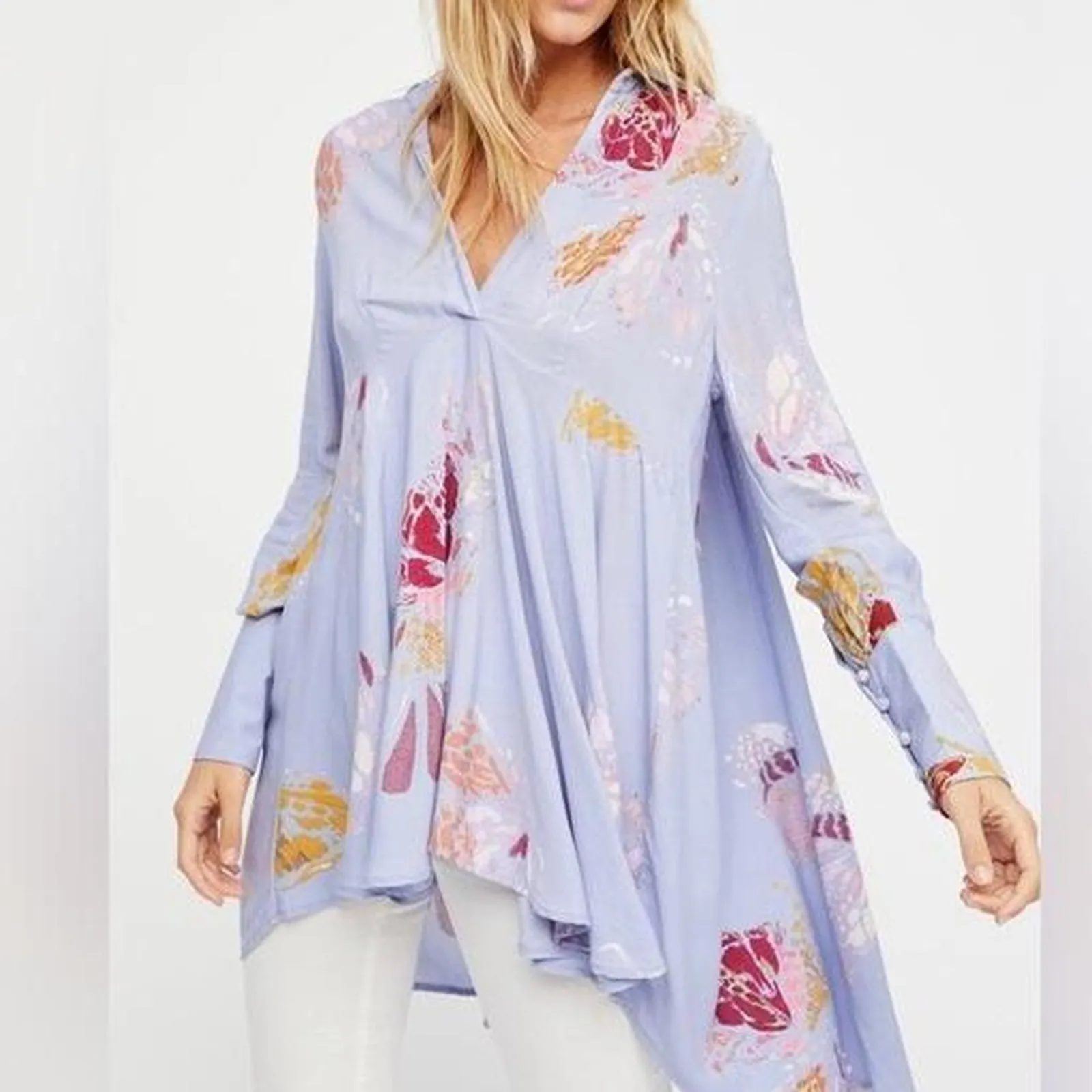 Free people blue chambray field Blouse d - Image 3