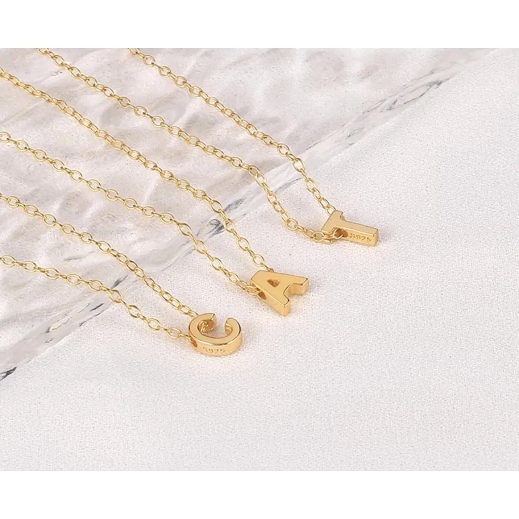 NEW Women's Letter F Dainty 14k Gold Filled‎ Block Necklace, 16-18” - Image 7