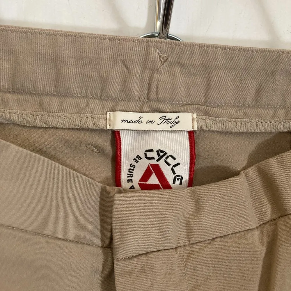 Cycle of Italy women's size 29 comfort cotton sand pleated cropped trouser pants Tan - Image 2
