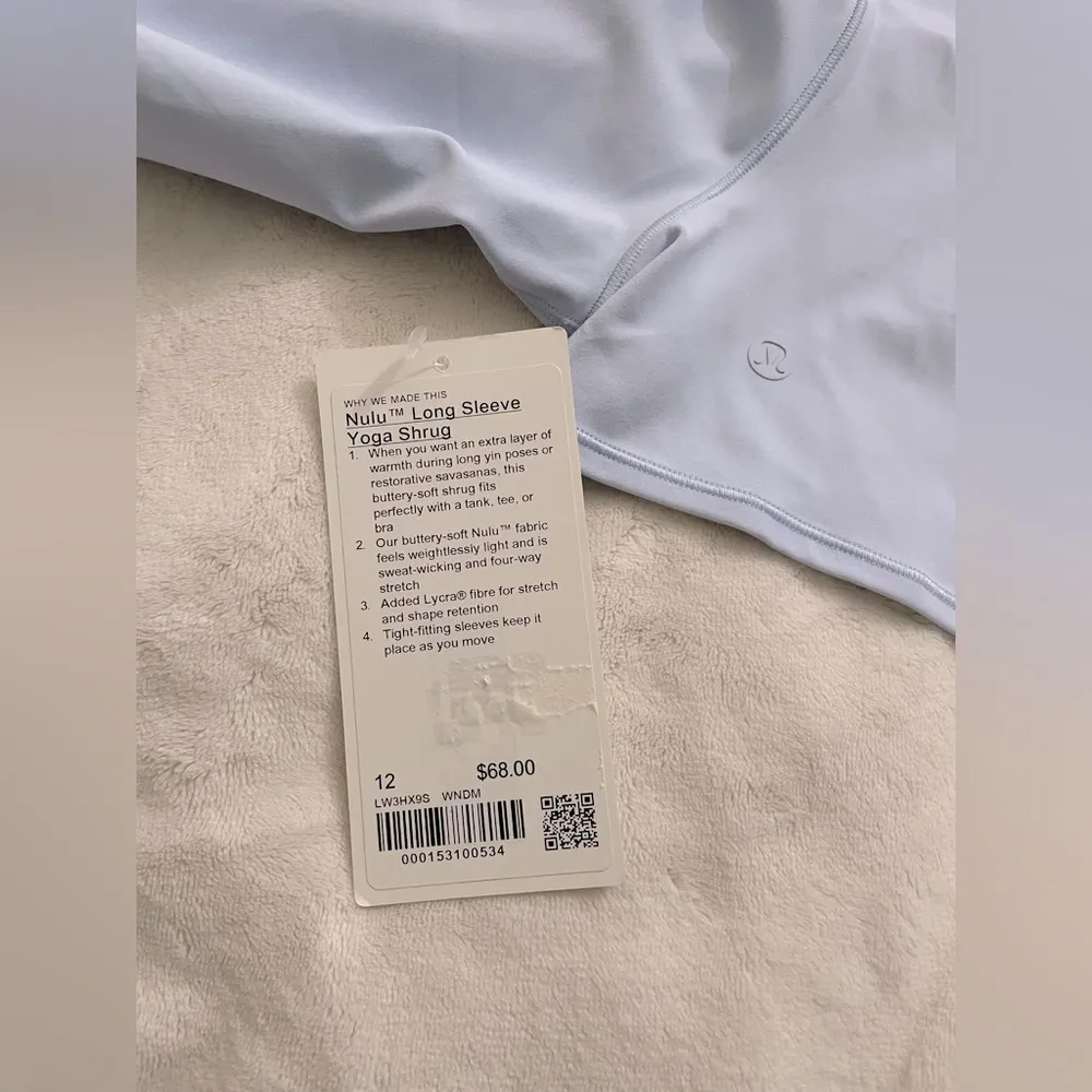 Lululemon NWT Nulu Long Sleeve Yoga Shrug Windmill Light Blue Size 12 - Image 7