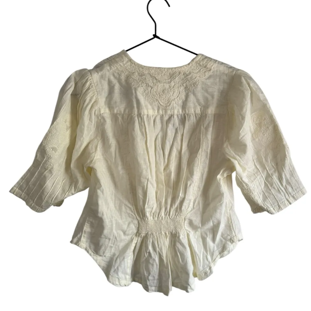 Free People Laurie Embroidered Top Cream XS - Image 6