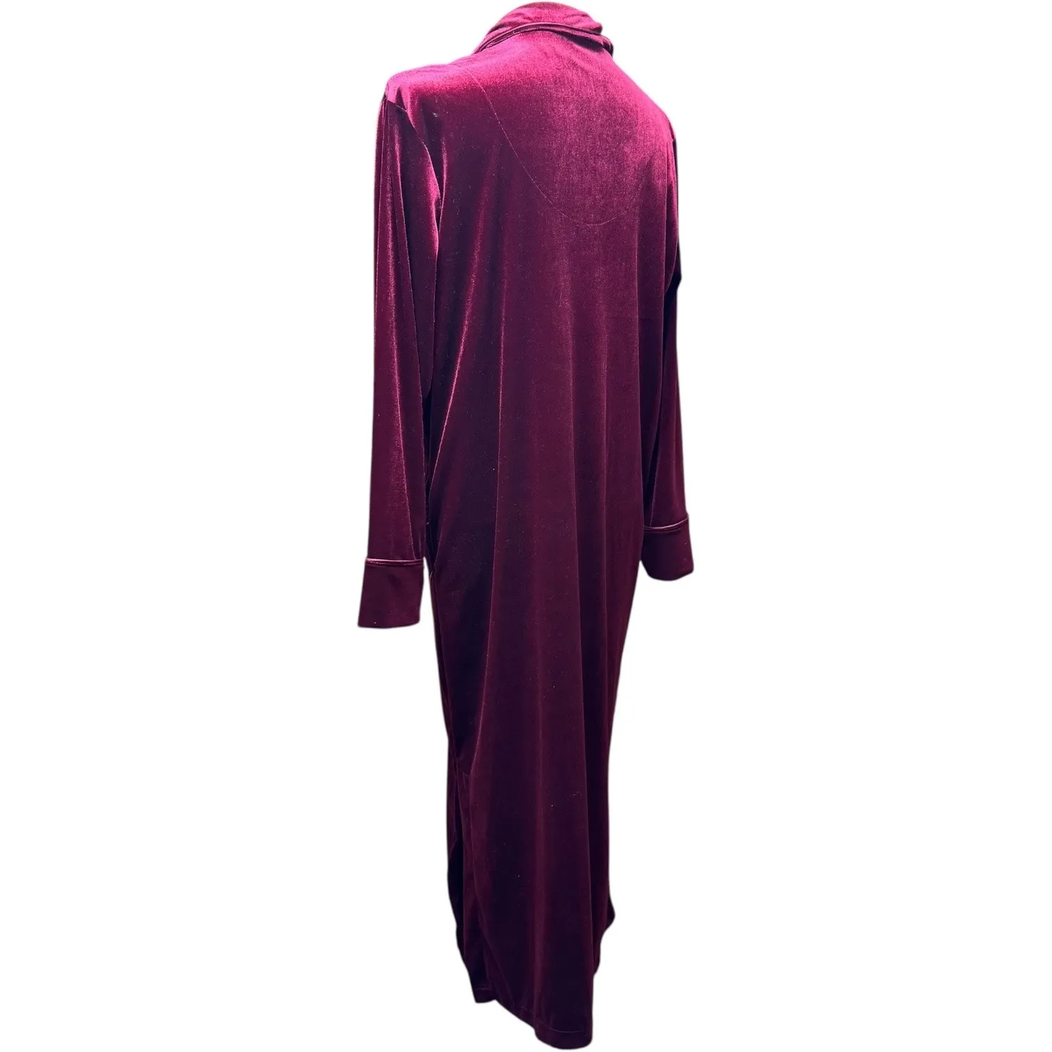 Lauren Ralph Lauren Long Velour Robe Full Zip Burgundy Small - Image 4