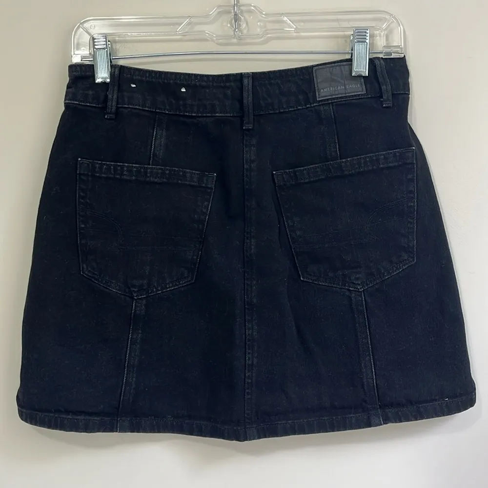 American Eagle Women’s Black Denim High Rise Mini Skirt Size 4 - Image 3