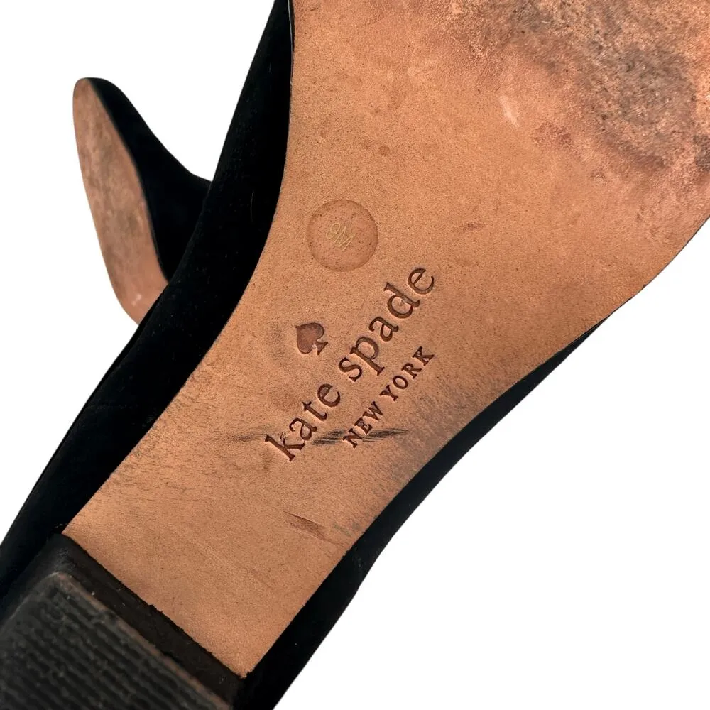 Kate Spade Black Leather Suede Bow Cuff Booties Size 9 - Image 7