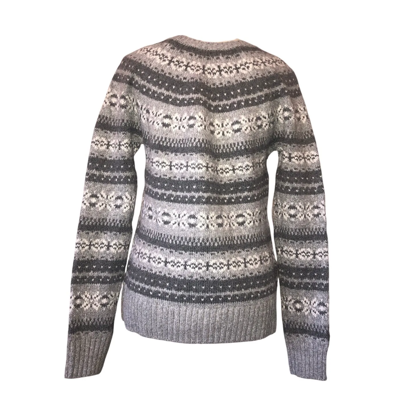 Fair Isle Sweater Gray Size S Abercrombie & Fitch Long Sleeve Round Neck Classic - Image 5