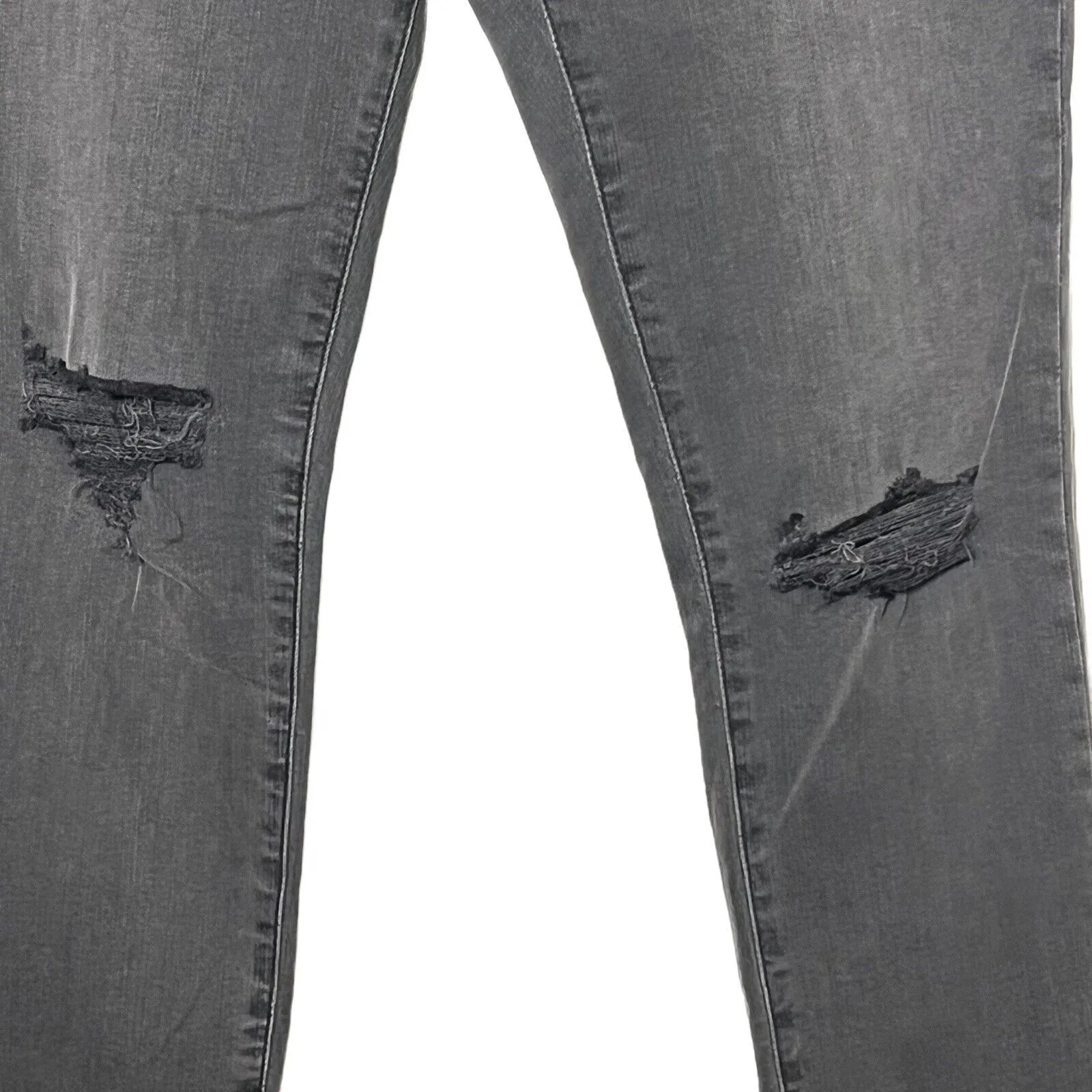 Madewell Jeans Size 27 Black Sea Curvy High-Rise Skinny Raw Hem Ripped - Image 6