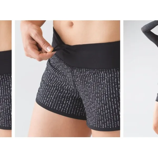 Lululemon Run Speed Shorts Pinstripe Black White Script Print Athletic Size 6 - Image 16