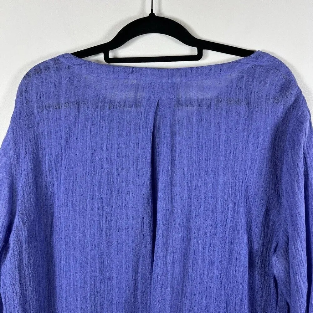 Soft Surroundings Topanga Top Blouse‎ Size L Purple Linen Cotton Crinkle Gauze - Image 8