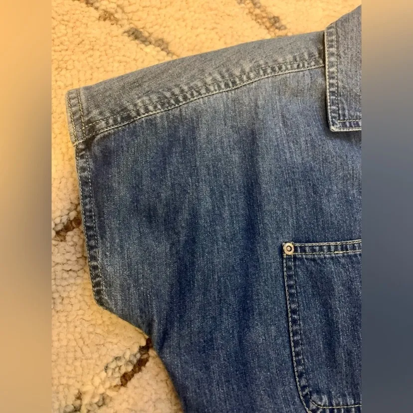 Vintage 90s Liz Claiborne Blue Denim Romper with Belt and Collar - Image 8