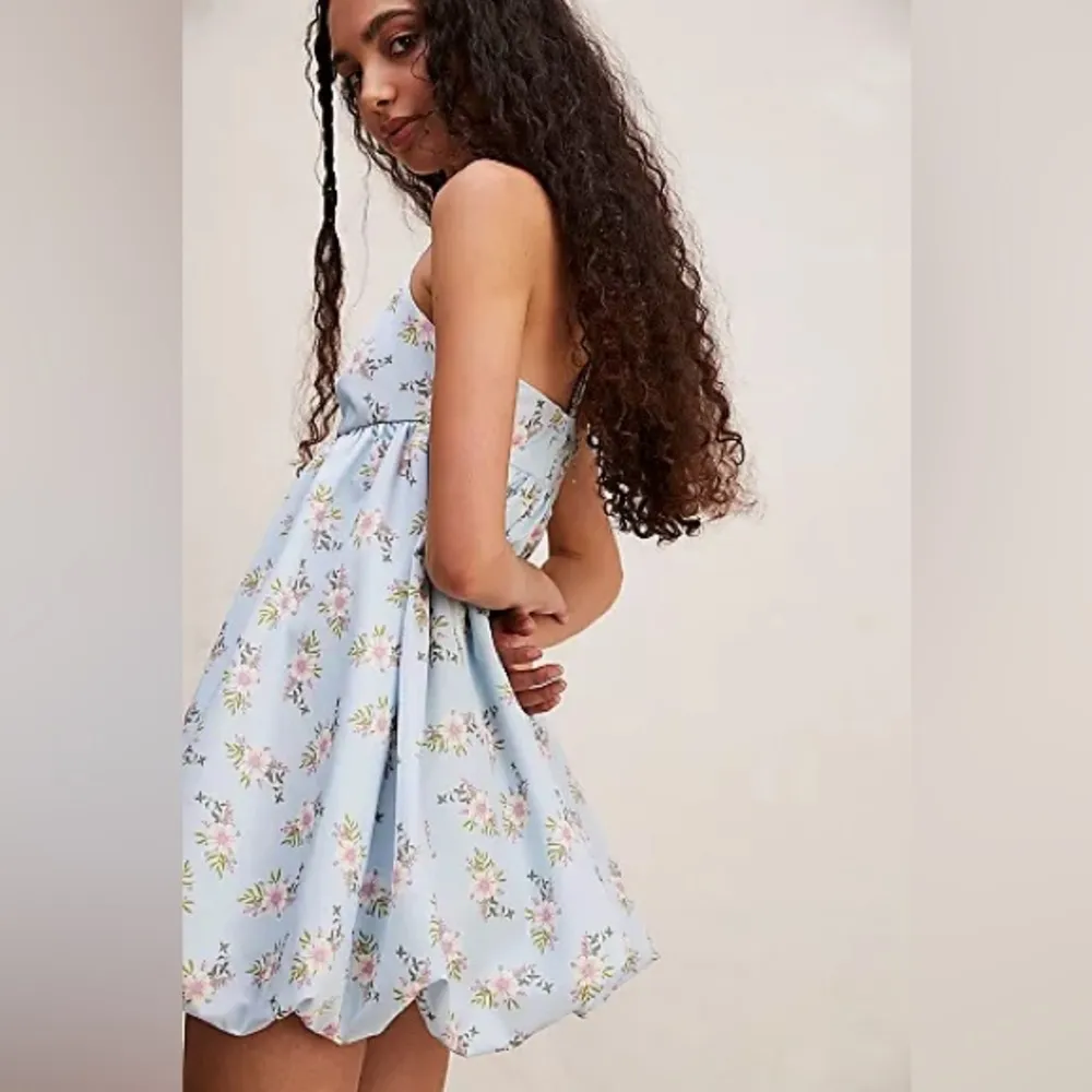 Free People In A Bubble Floral Blue Mini Sundress, Size S NEW w/Tag - Image 4