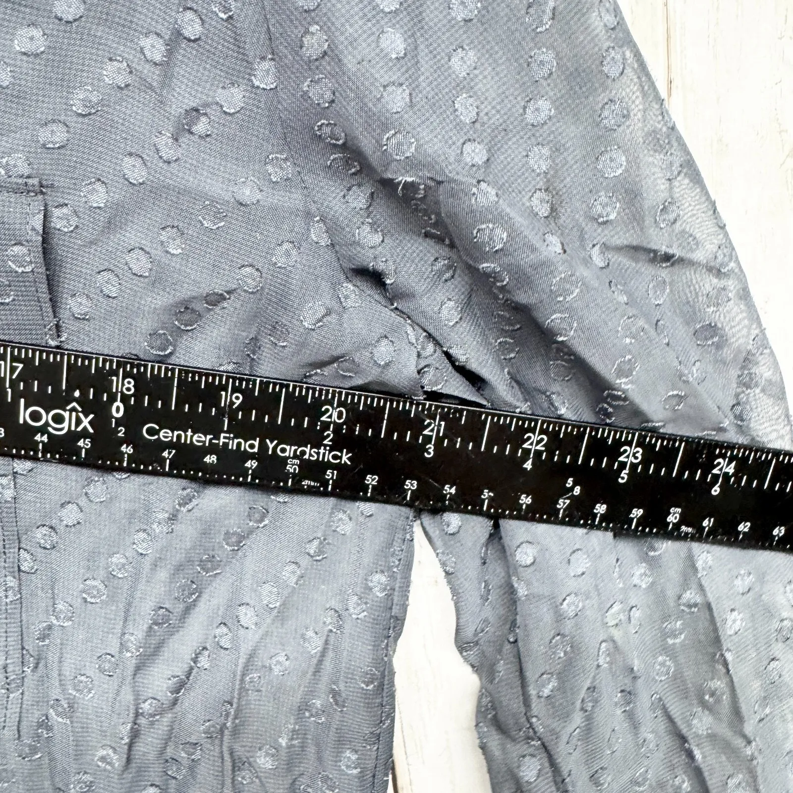 Madewell Top Women Size XS Gray Polka Dot Sheer Long Sleeve Button Down Blouse - Image 6