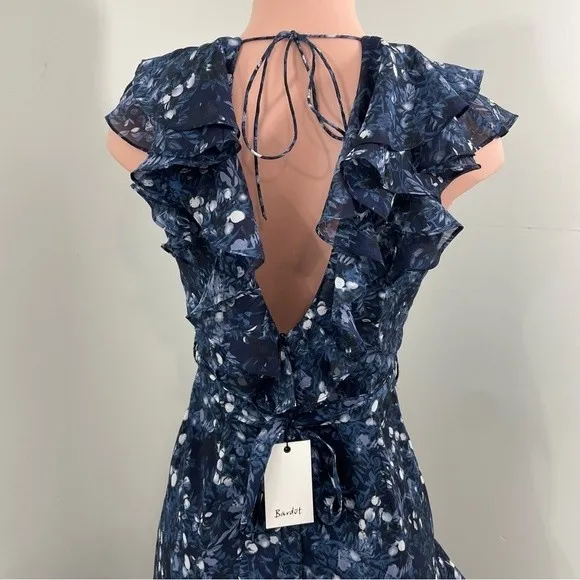 NWT BARDOT Midnight Romance Asymmetrical Frill Dress Size 6 Small‎ Floral Ruffle - Image 9