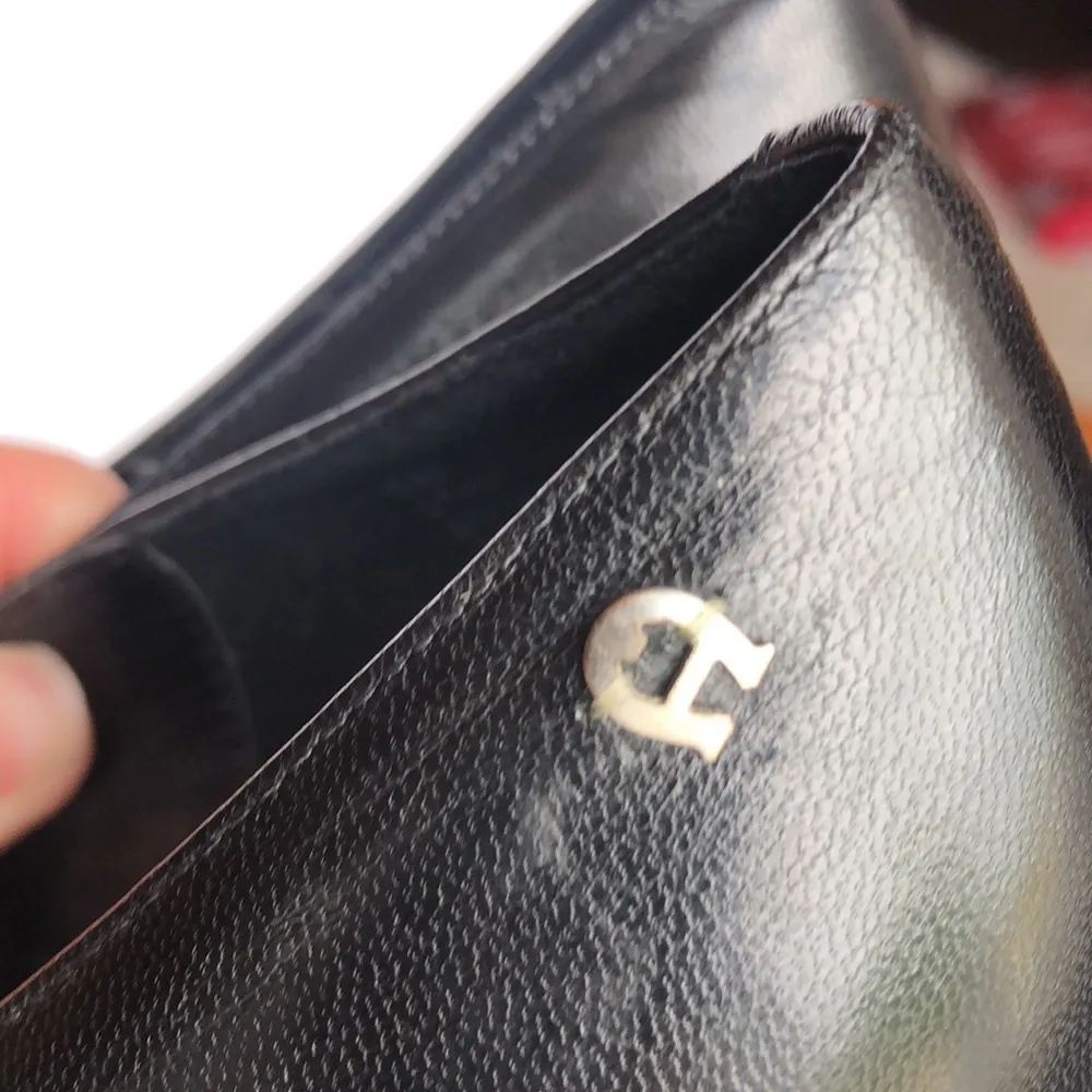 ETIENNE AIGNER Women's Chunky Heel Black Leather Pumps Size 9 - Image 5