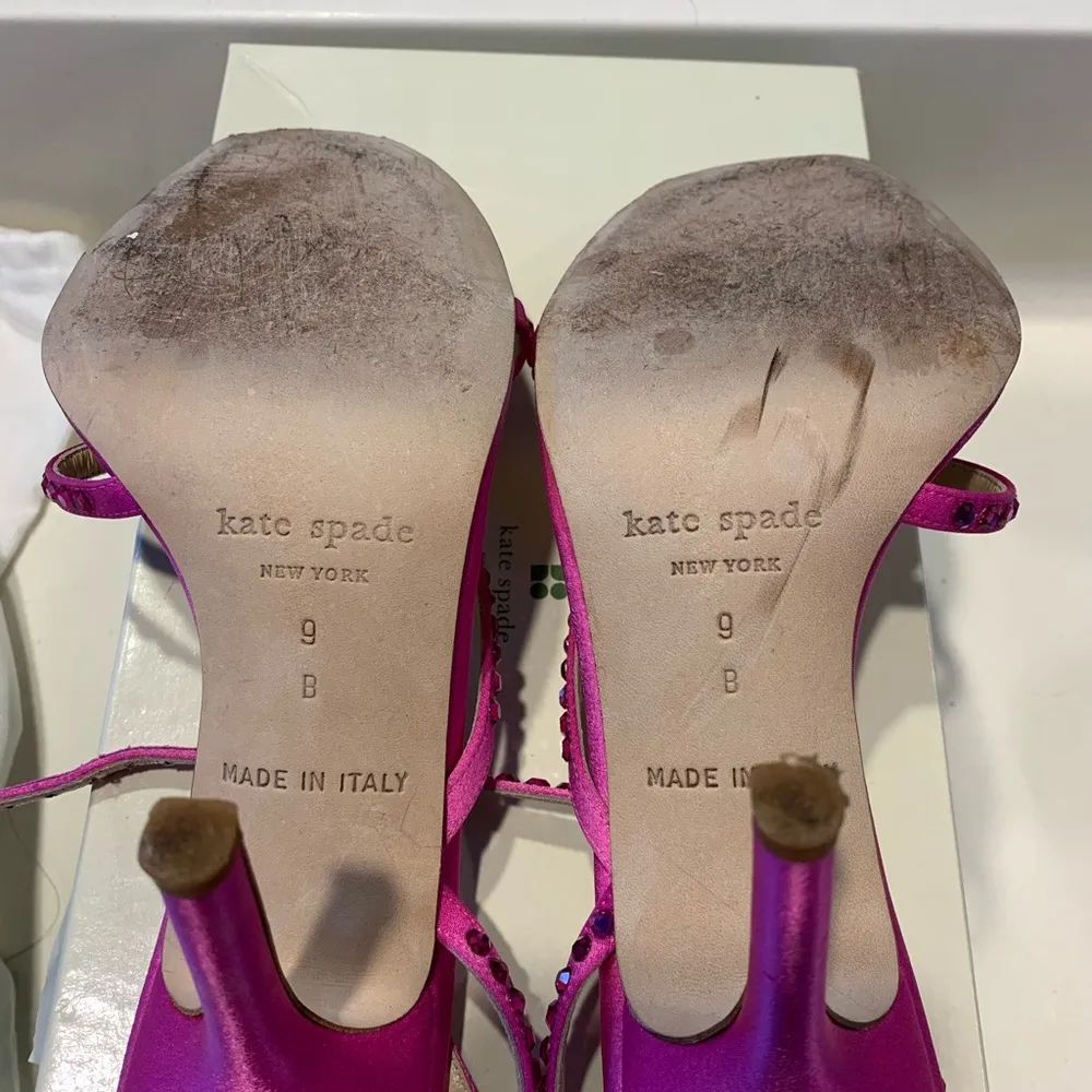 Kate Spade Hot Pink Crystal Ankle Wrap Heal Sandal - Image 7