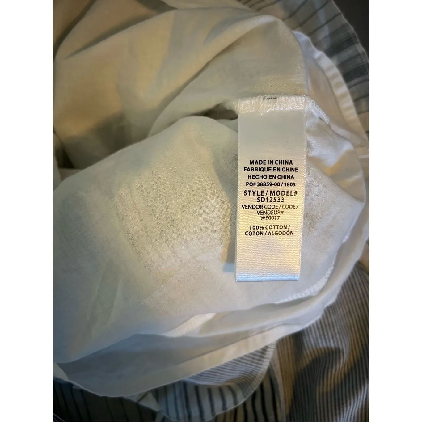 Splendid Blue White Striped‎ Cotton Lined Long Sleeve Smocked Waist Dress Small - Image 4