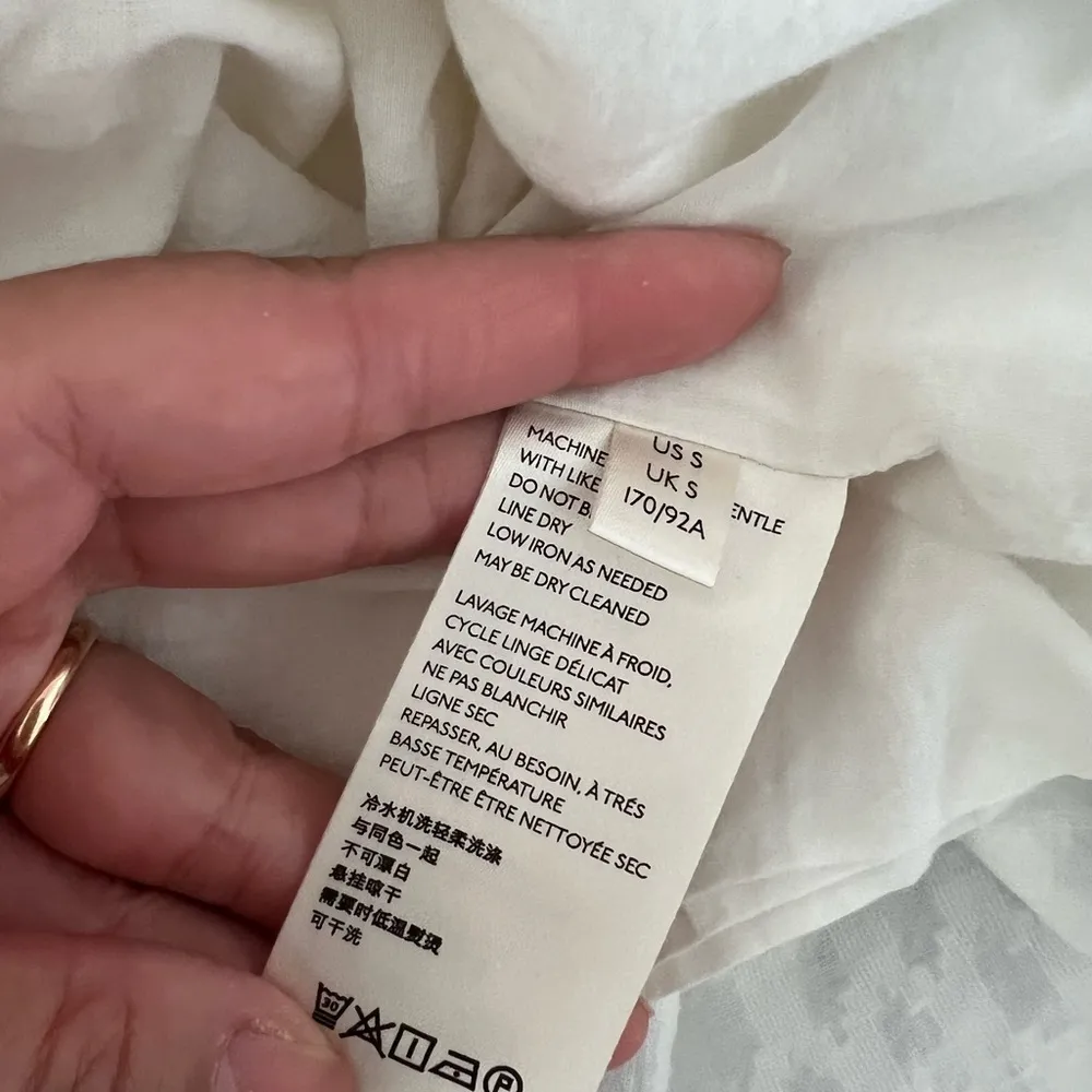 ANTHROPOLOGIE MAEVE Angela Ruffle Peasant Blouse White 100% Sz S - Image 6