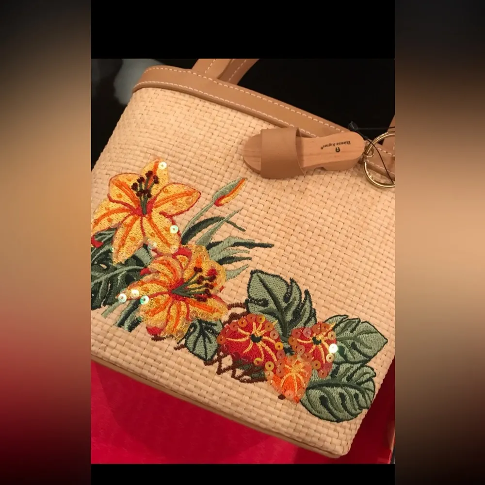 Etienne Aigner Tropicana Minibag Embroidered Embellished Sandal Keychain NWT - Image 5