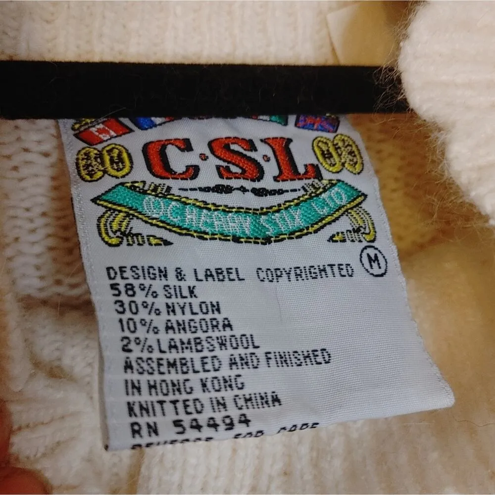 CSL Vintage Light Sweater Size Medium M Silk Lambs Wool Angora Nylon Lightweight - Image 10