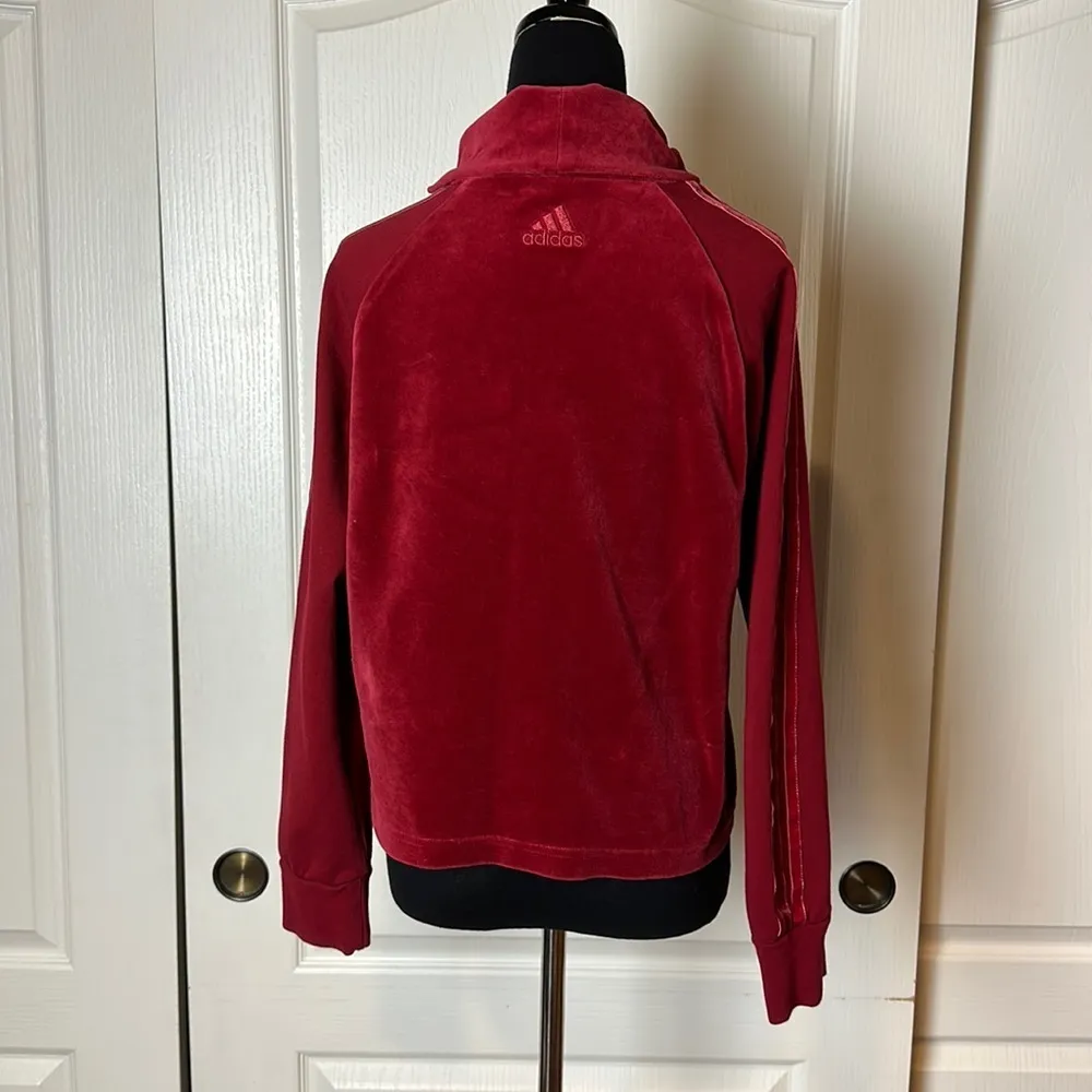 Adidas  RED VELVET VELOUR PULLOVER SWEATSHIRT MOCK NECK - Image 2