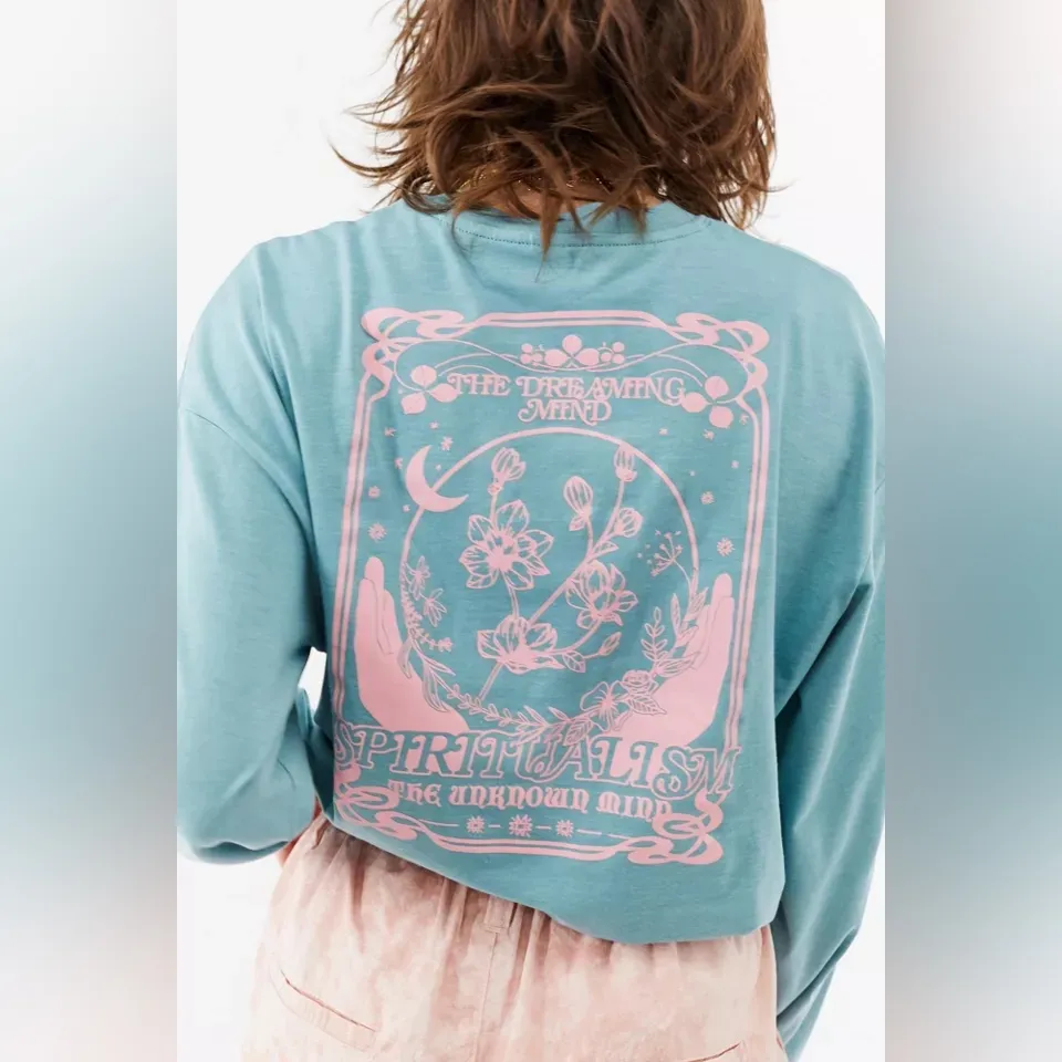 Urban Outfitters UO Dreaming Mind Bubble Hem Long-Sleeve Tee NWT Size S - Image 2