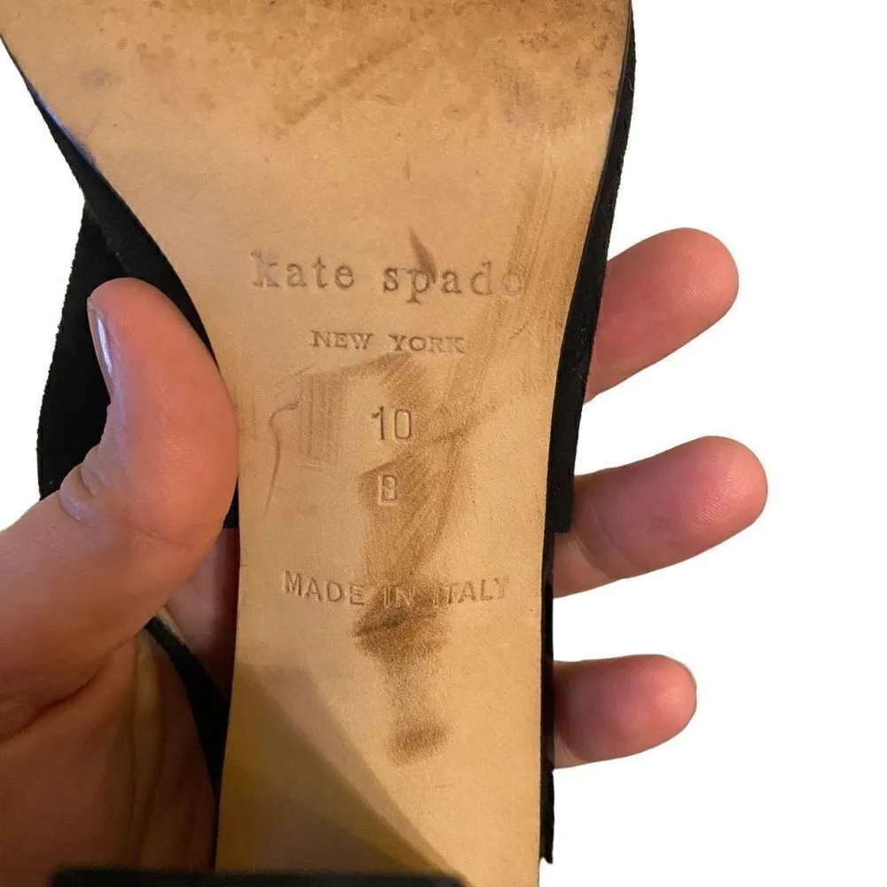 Kate Spade black patent leather heeled shoes size 10 made in Italy - Image 2