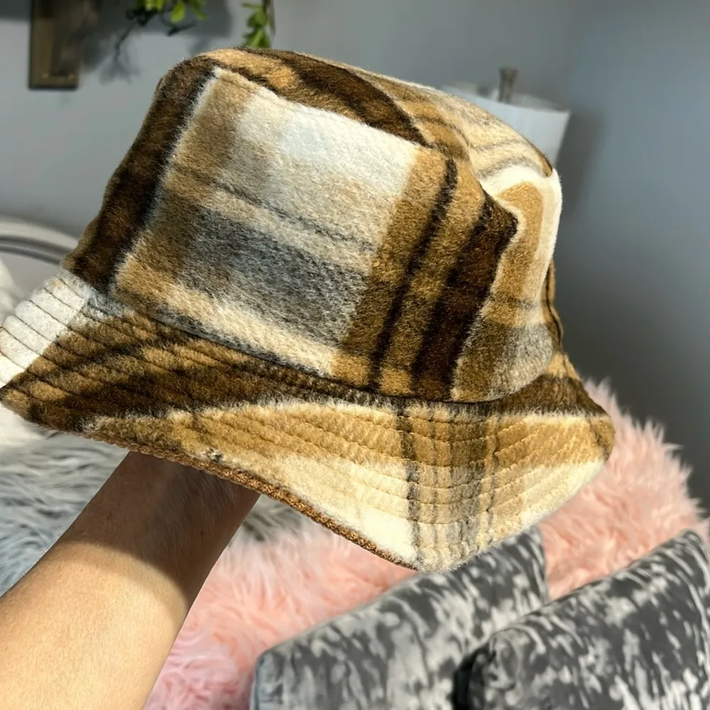 Bucket Hat Winter Plaid Corduroy Reversible Brown Outdoor - Image 5