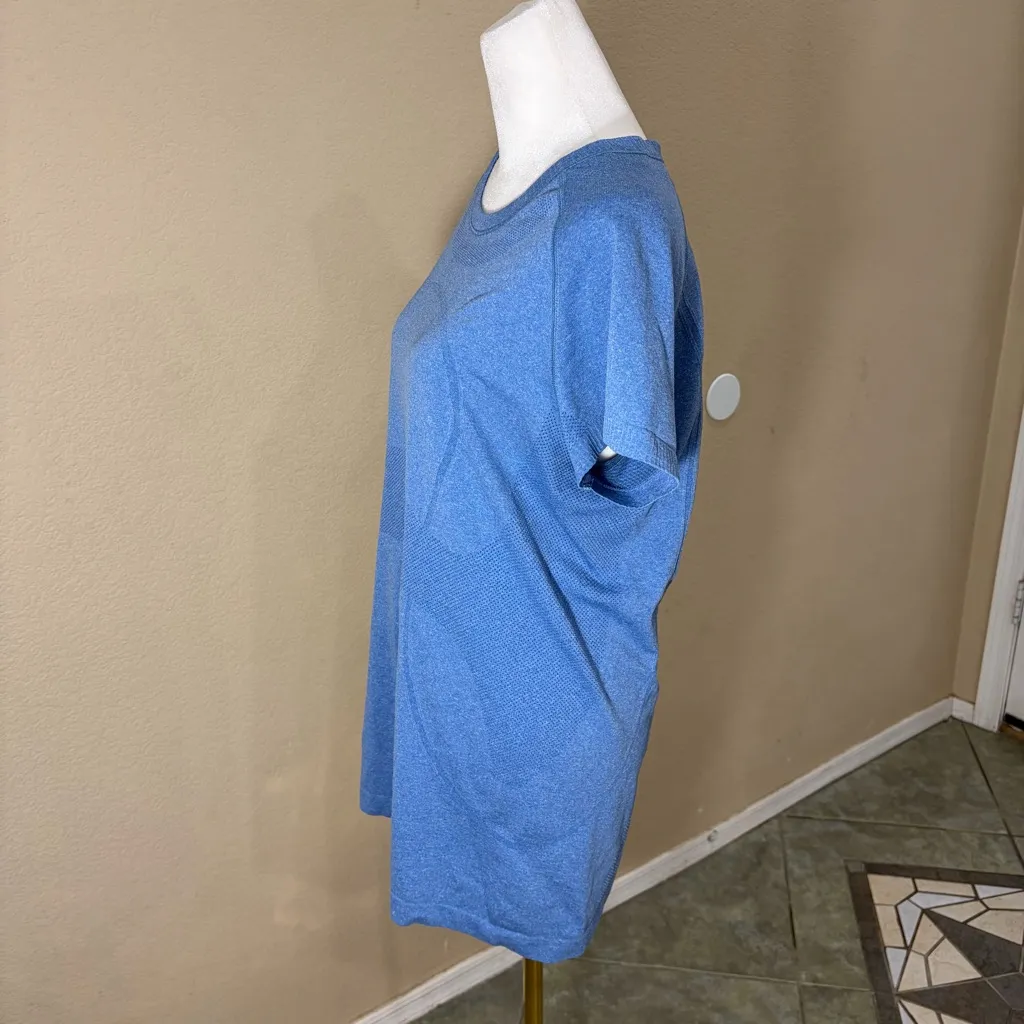 LULULEMON Run Swiftly Tech Shirt Short Sleeve BLUE Crew Neck Sz 12 Outdoor Comfy - Image 7