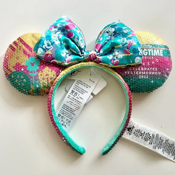 NWT Disney RunDisney Springtime Surprise Weekend 2022 Pastel Sequin Ear Headband - Image 1