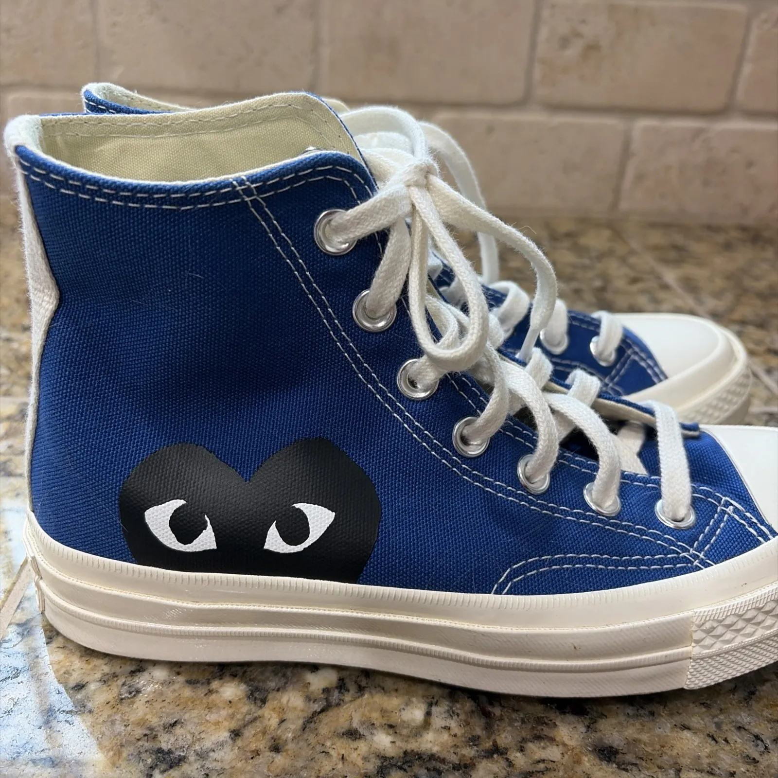 Converse Chucks x Comme des Garcons Play Sapphire Blue High Top Sneakers Shoes - Image 2