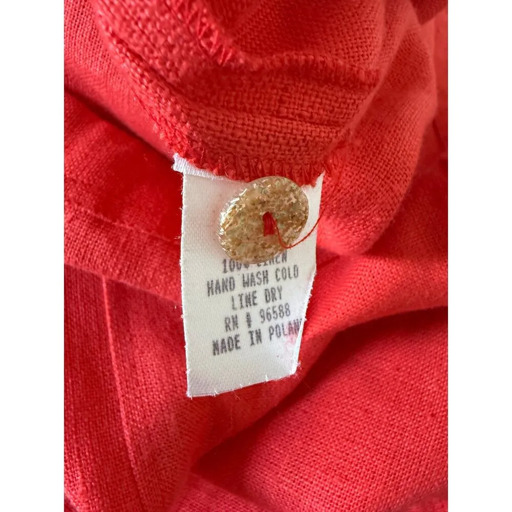 Vintage 90s Red Linen Sheath Sleeveless Dress - Image 5