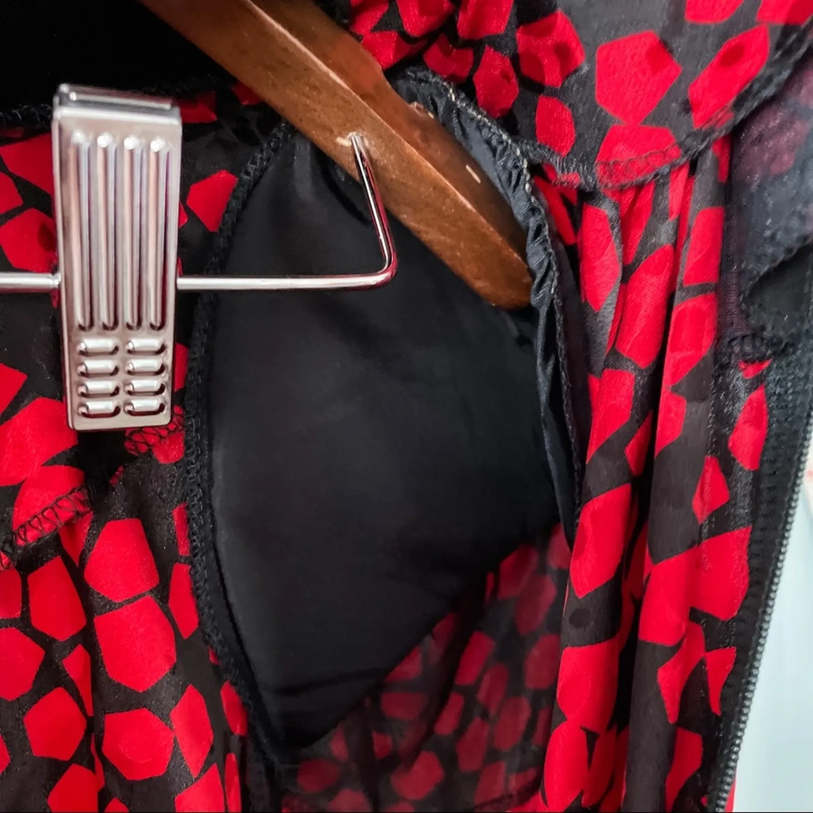 Vintage 80s 100% Silk Dress Pleated Peplum boss secretary size Small S Red - Image 8