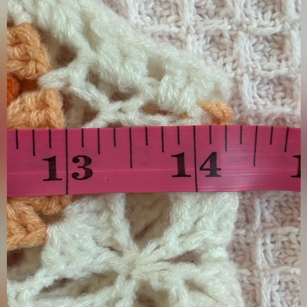 Cotton Emporium orange & brown granny squares crocheted crop top size XS NWT - Image 2