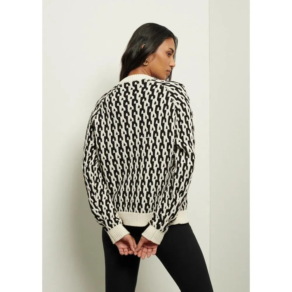 DEREK LAM 10 Crosby Sawyer Black Ivory Long Sleeves Gold Button Sweater Size XXL - Image 2