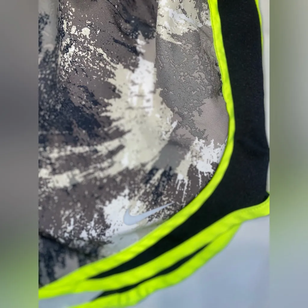Small Nike Stylish Women's Camouflage Shorts Black with neon yellow- trim - Image 4