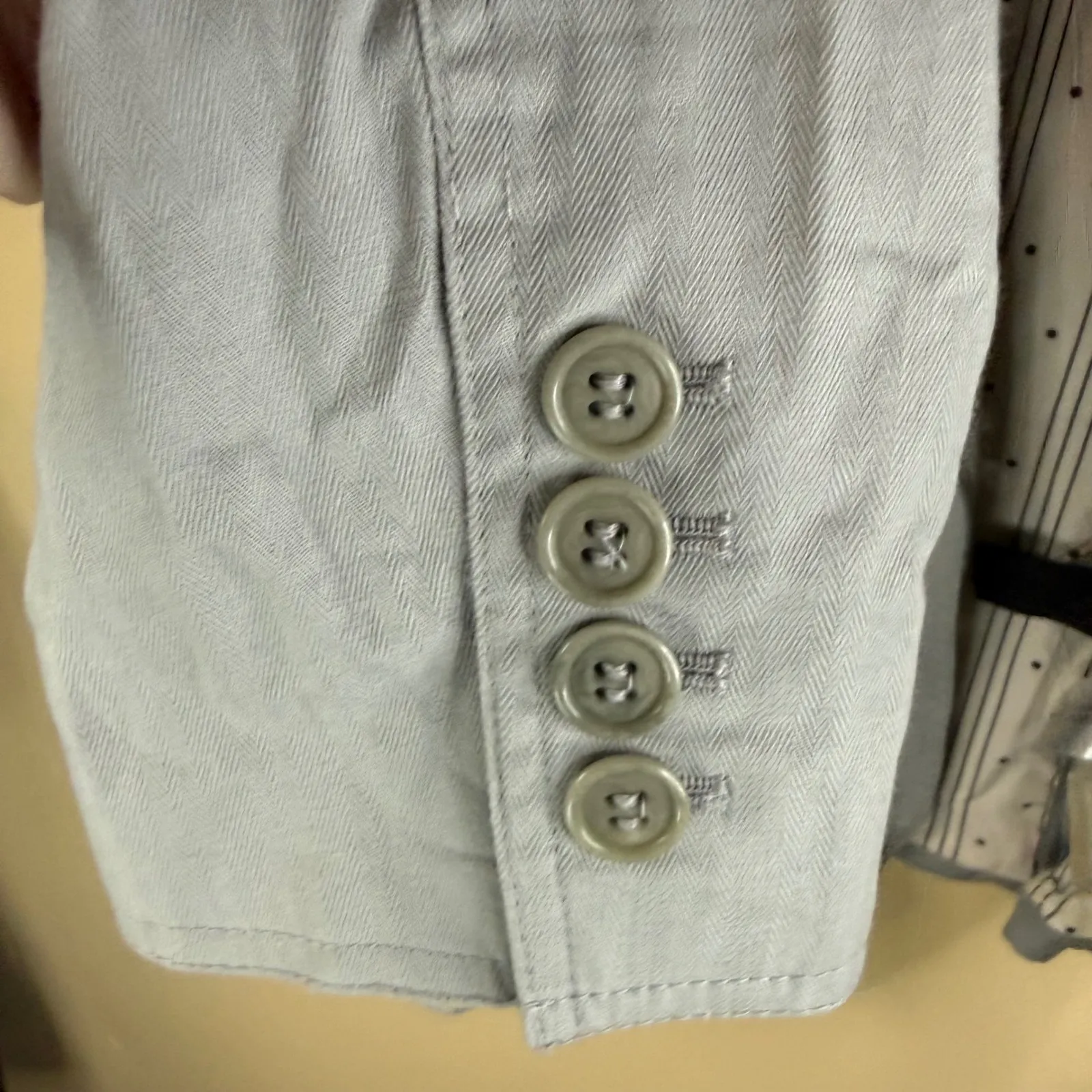 Club Monaco Blazer Size 2 Gray Cotton Blend Pockets Buttoned Sleeve Cuff Office - Image 6