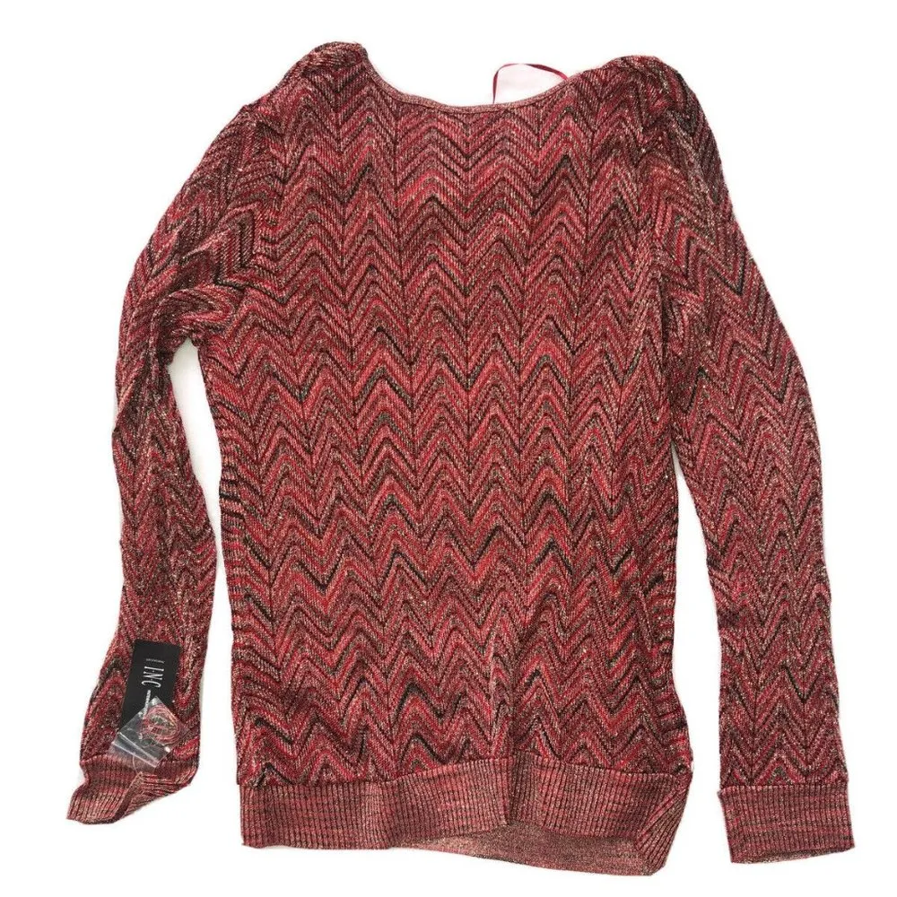 INC International Concepts Red Black Blouse Metall - Image 5