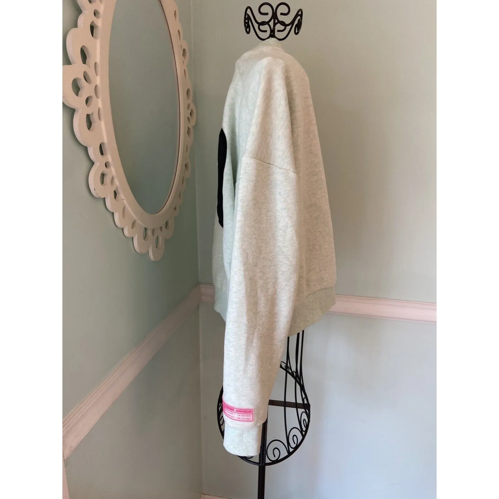 Under Armour L/s Heathered Mint Green‎ Crew Neck Loose Sweatshirt Med Crop - Image 5