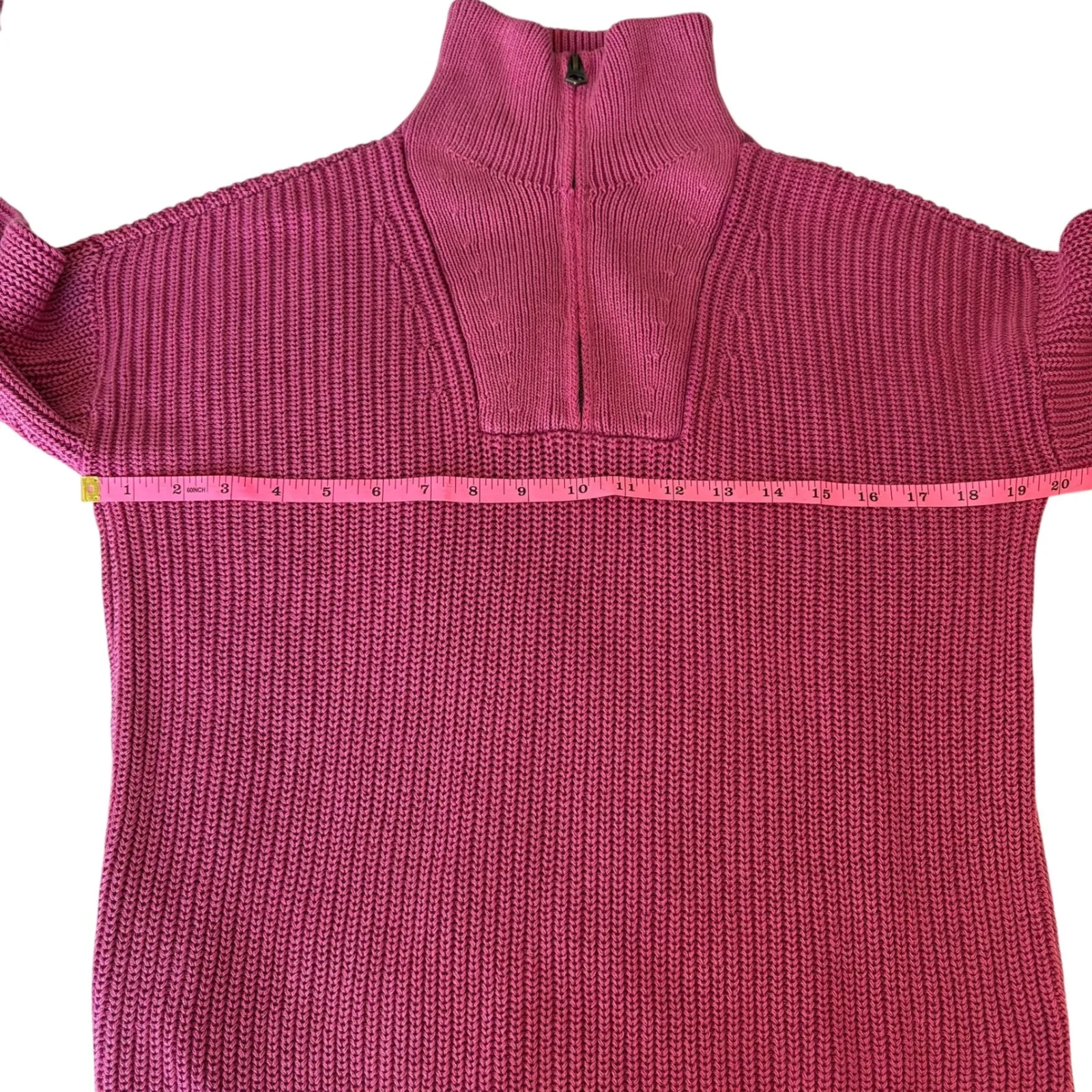 Faherty Women's Mariner Organic Cotton Half Zip Pullover Sweater Pink Knit XS - Image 7