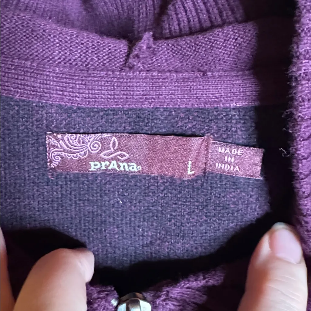 PrAna Misha Duster Knit Hoodie Sweater Black Plum Size Large - Image 6