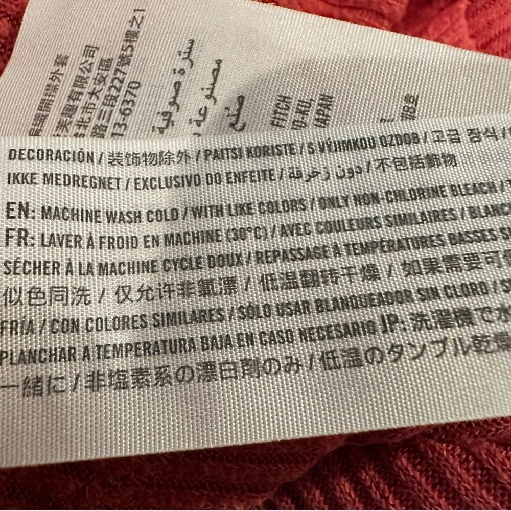 Abercrombie & Fitch Oversized Tie-Front Sweater Women's Small Salmon Ribbed Knit - Image 8